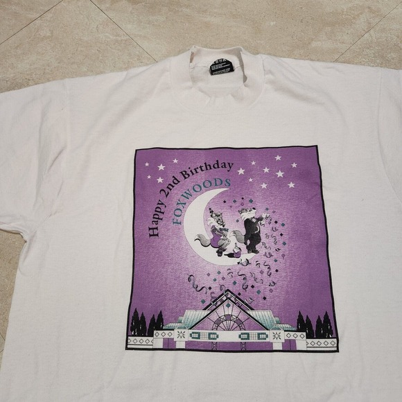 VTG 90s Foxwoods Casino 1993 2nd Year Anniversary T Shirt Adult Mens L Large - Picture 1 of 10